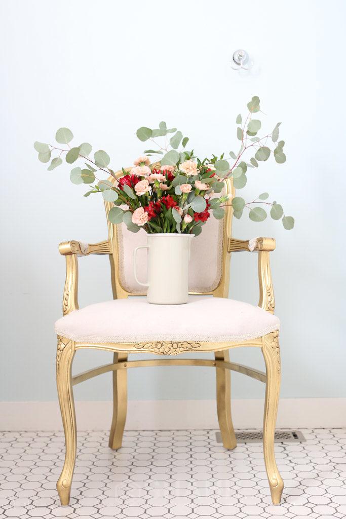 Gold French Chair Blush Florals - Shahi® Furniture by Anil Shahi